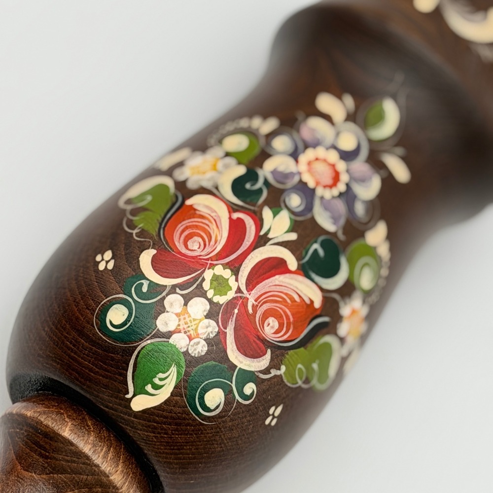 Vintage Hand Painted Wood Rosemaling Wall Hanging Floral‎ Folk Art Decor 4002